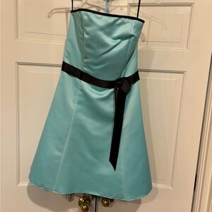 Elegant Aqua Dress with Black Accents